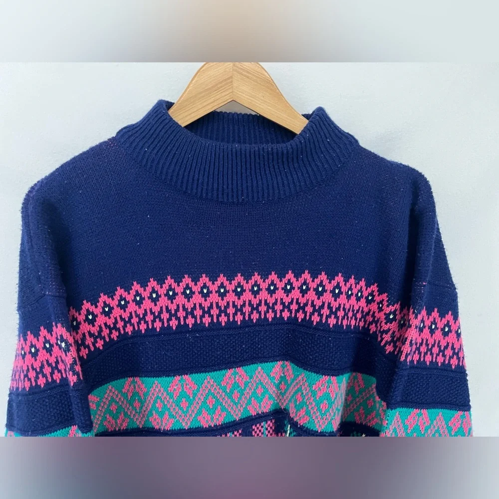 Vintage Rainbow Ridge Women’s Colorful Abstract Knit Pullover Sweater Size M - Picture 5 of 7